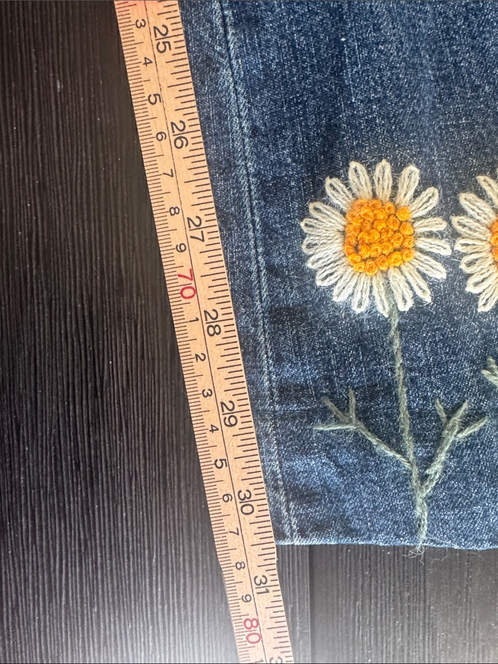 Embroidered Daisy Halogen Wide Leg Statement Jeans Sailor Button Denim Pants 10 - Picture 11 of 12